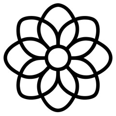beautiful flower outline isolated in white and black colors