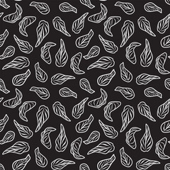 Monochrome Tropical Leaf Seamless Pattern Design