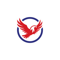 Simple Flat Eagle Logo Symbol on White Background