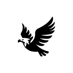 Simple Flat Eagle Logo Symbol on White Background
