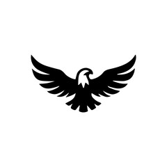 Simple Flat Eagle Logo Symbol on White Background