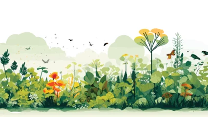 Foto op Plexiglas vector artwork inspired by the concept of biodiversity. The subject, an array of diverse flora and fauna, occupies a clean background. © J.V.G. Ransika