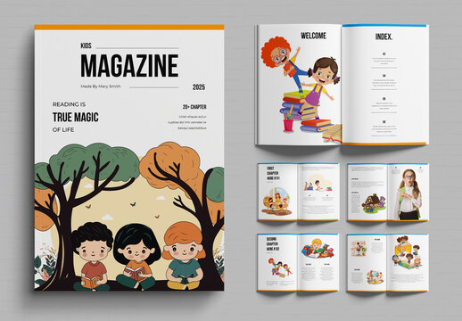 Kids Magazine Template Design Layout