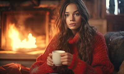 woman drinking coffee in cafe