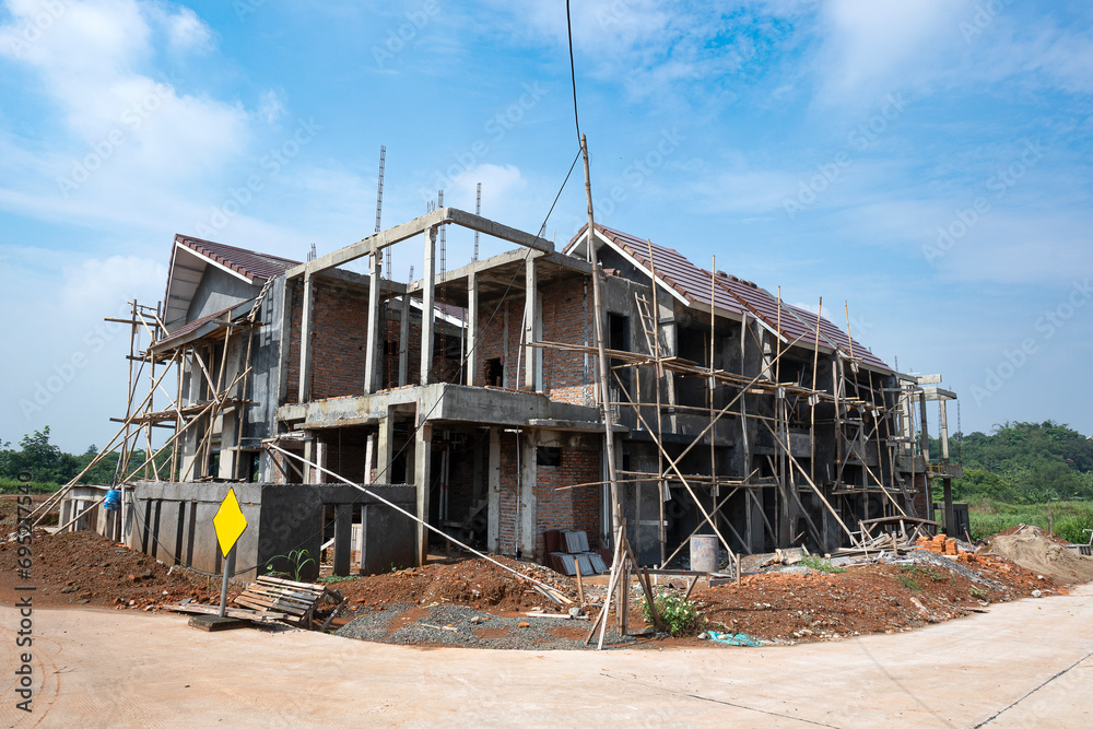 Wall mural Construction of residential house