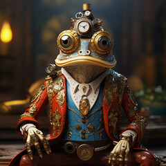 Obraz premium 3D Render Image of anthropomorphic animal wearing suit with a dramatic studio background. Generative AI