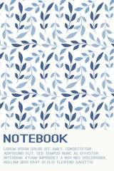 Cover for diary with floral theme. Background for school notebook or sketchbook with blue leaves