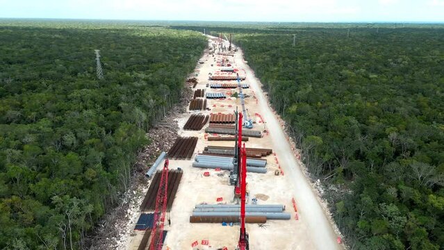 Mayan train construction in the Mexican jungle