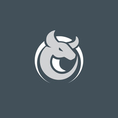 simple minimalist bull logo design