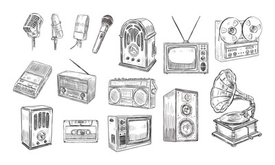 old electronics handdrawn collection