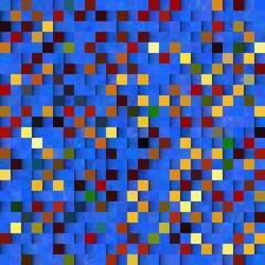 Multicolored abstract Geometrical Background. Pattern with textured squares shapes. Tile art.