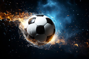 Naklejka premium glühender brennender Fußball fliegt