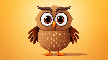 Fototapeta premium cartoon owl with big eyes, cute illustration for kids