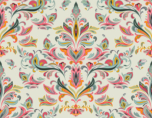 Vector colorful seamless pattern with oriental ornament. Beautiful endless background - 695223927