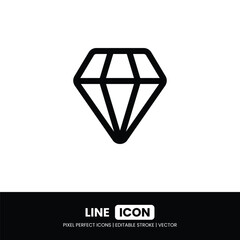 Diamond icon pixel perfect | Vector outline illustration