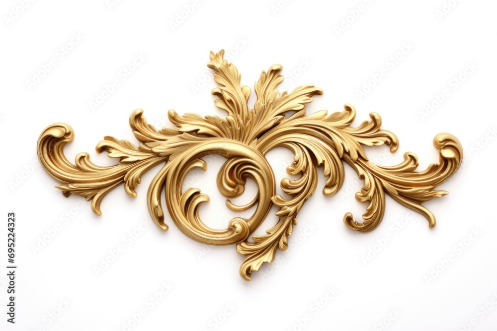 Poster A beautiful and intricate gold ornate design on a pristine white surface. Perfect for adding a touch of elegance and sophistication to any project