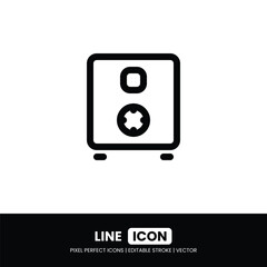 Safe deposit box line icon pixel perfect | Vector outline illustration