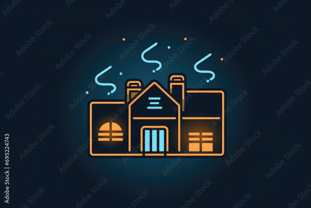 Poster A building with smoke coming out of it. Can be used to depict fire, danger, or a disaster scene.