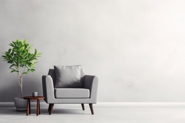Fototapeta premium A simple and functional room with a chair and a table. Suitable for home or office settings