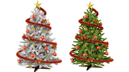 Christmas Tree Set: Watercolor Painted Illustration for Holiday Cards and Invitations. Generative AI