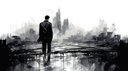 casual men's urban style large brush strokes artwork