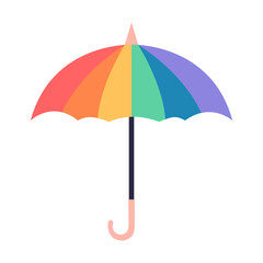 LGBT Rainbow umbrella. Cute cartoon symbol of LGBT Pride month. Vector illustration isolated on white background.