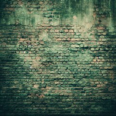 Obraz premium Old brick wall background texture abandoned grunge concept green color