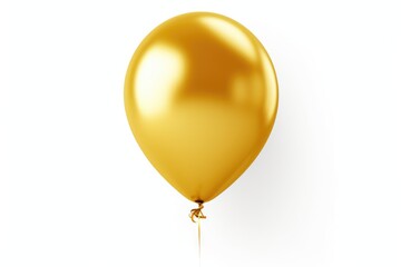 A gold balloon with a string attached. Can be used for celebrations and decorations