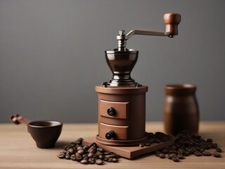 manual chocolate coffee grinder surrounded by coffee groups