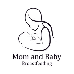Beauty Nurse Lactating Mom Baby, Mommy Mother breastfeeding Lactation logo illustration.  logo suitable for any company related to motherhood