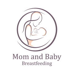 Beauty Nurse Lactating Mom Baby, Mommy Mother breastfeeding Lactation logo illustration.  logo suitable for any company related to motherhood