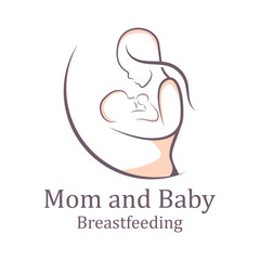 Beauty Nurse Lactating Mom Baby, Mommy Mother breastfeeding Lactation logo illustration.  logo suitable for any company related to motherhood