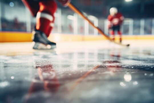 A picture of a hockey player on the ice, ready to play. Suitable for sports-related designs and projects
