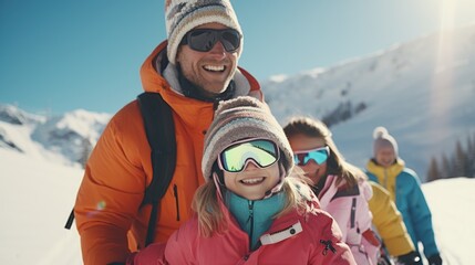A group of people walking up a snow covered slope. Perfect for winter sports and adventure themes