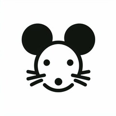 A simple and minimalist logo of a mouse face