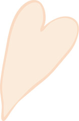 Vector illustration of doodle heart pink peach color. Hand drawn. Valentine's Day. Symbol of love.