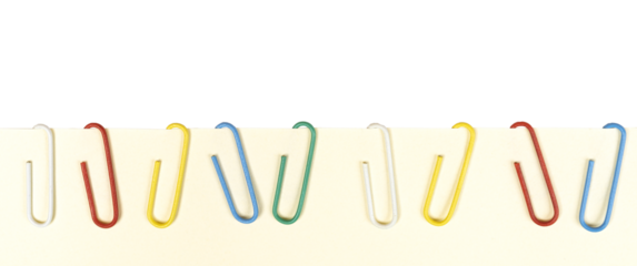 a row of colored paper clips