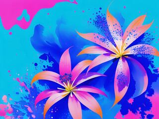 Fototapeta na wymiar abstrakte Blüten mit blauem Hintergrund