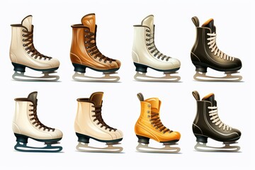 Four pairs of ice skates, perfect for winter sports and ice skating enthusiasts