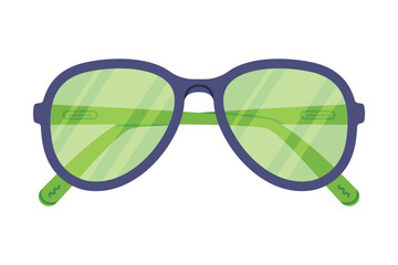 Pair of Glasses and Shades for Sun Shine Protection Vector Illustration