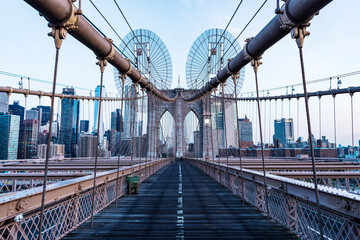 brooklyn bridge in new york. way to manhattan. urban architecture of new york city. Brooklyn bridge...