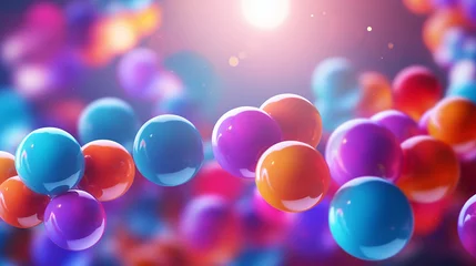 Fotobehang dynamic colorful bouncing balls for party festival © Aura