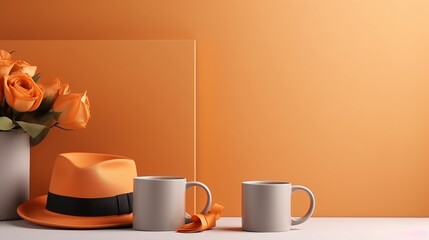 happy fathers day decoration background with mug cups