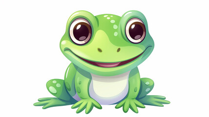 Obraz premium cute cartoon frog with big eyes and smile, illustration for kids