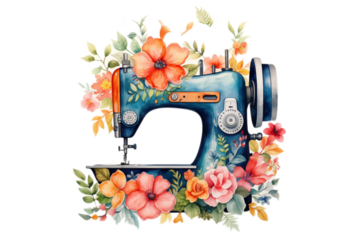 Watercolor Flora Sewing Machine