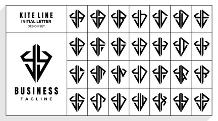 Set of abstract line kite letter Y YY logo design - obrazy, fototapety, plakaty