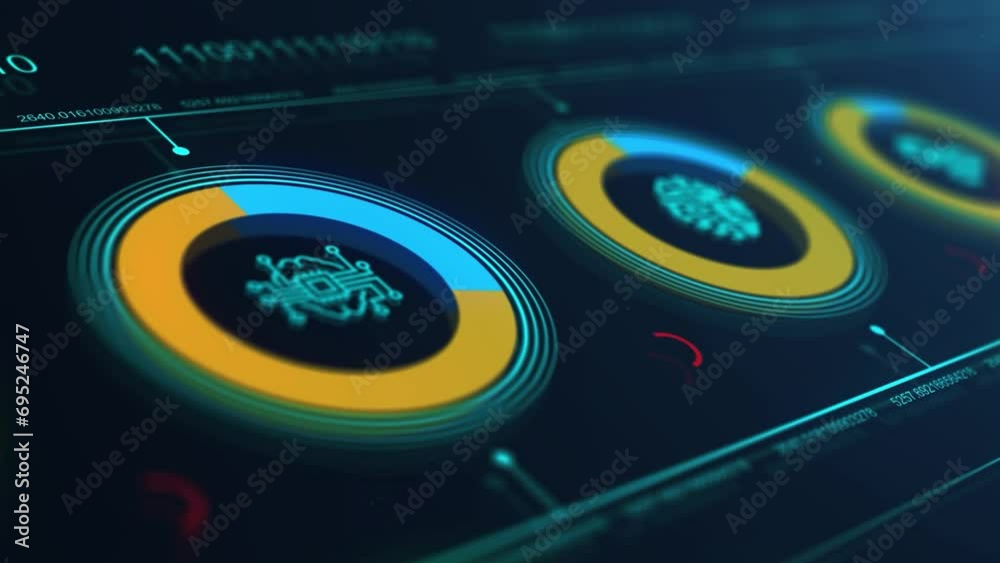 Wall mural sap system software automation concept on virtual screen data center. business, modern technology, i
