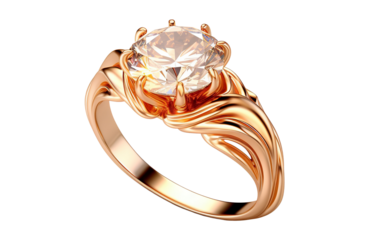 Beautiful gold engagement ring with a diamond, cut out