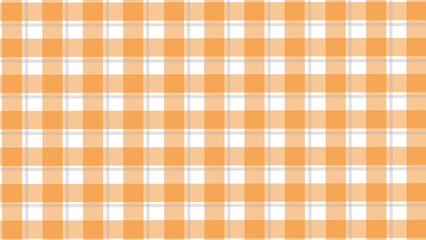 Orange and white plaid fabric texture as a background