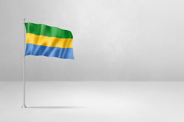 Gabonese flag isolated on white concrete wall background